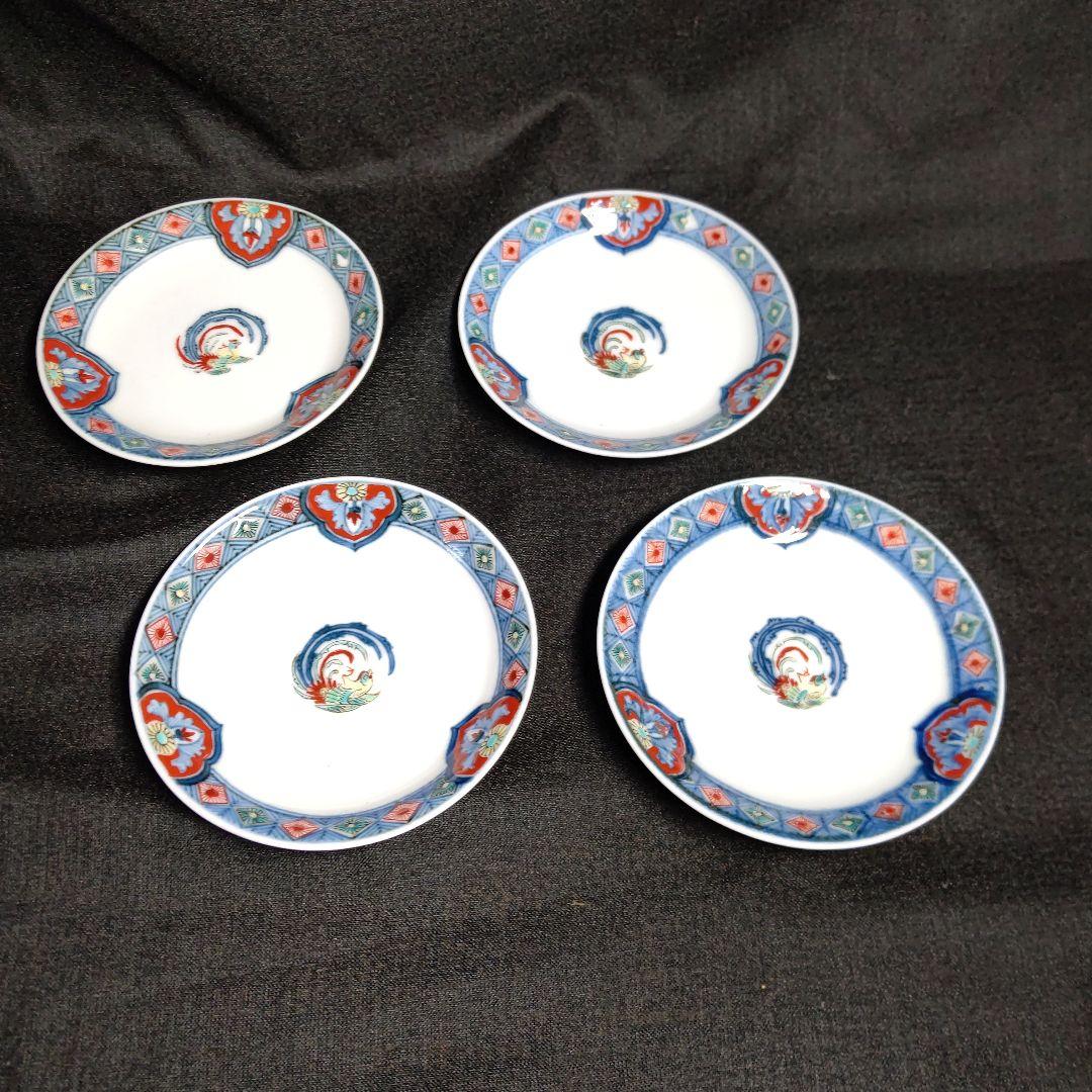 酒井田柿右衛門作 錦手 鳳凰文 三寸皿 四客