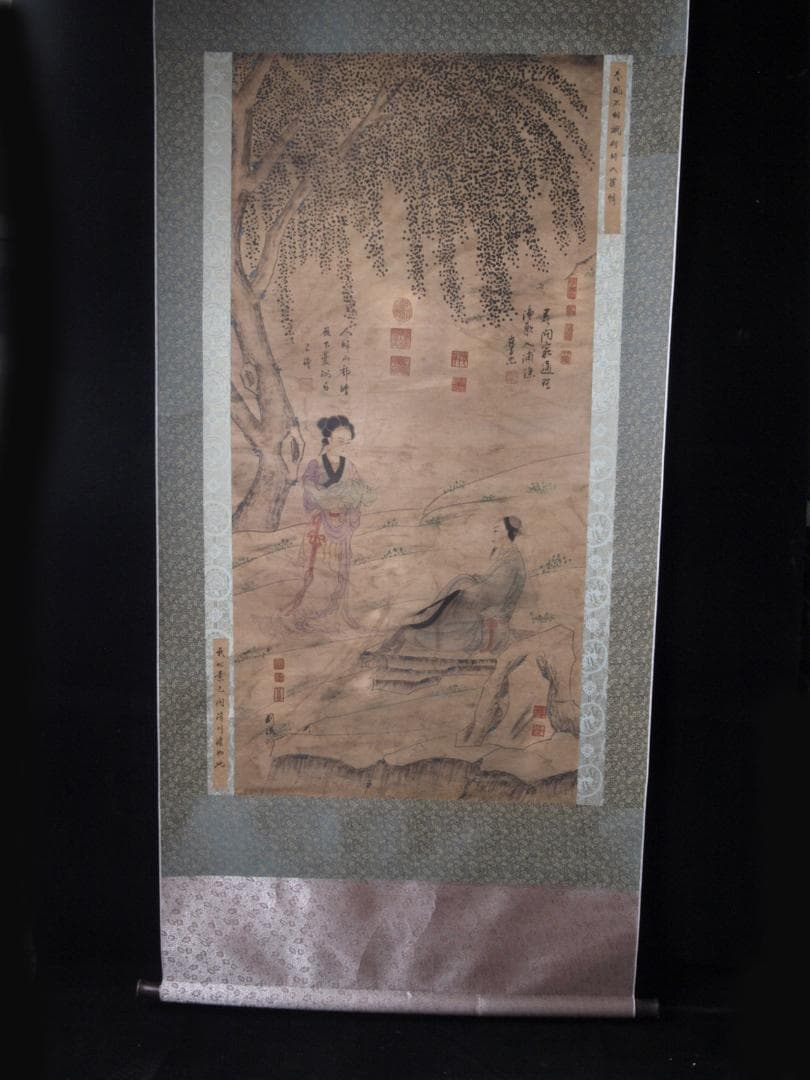 中国荆浩　 清末 肉筆保證 唐物唐本　掛け軸　捲り AK612A12-2