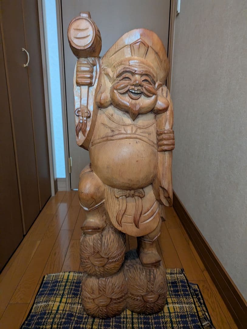 貴重品木彫り 大黒様像 約60cm