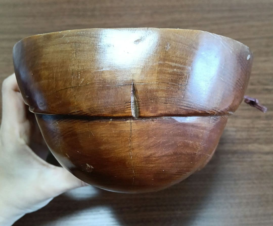 イケディア　骨董　木製面　おかめ 　手掘り　木彫り　壁掛け　お面　B