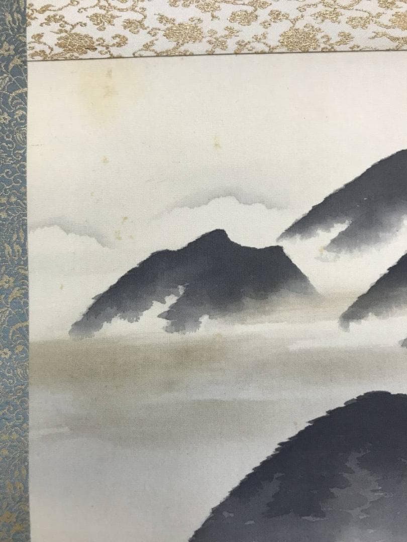 【真作】大智勝観/内海雨後/山水図/横物/掛軸/名家伝来/AD-130