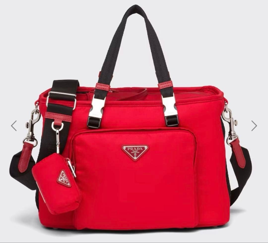 PRADA ペット用 トート キャリーバック レッド 皿、ポーチ付き 新品未使用
