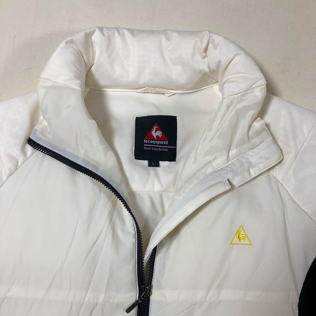 ルコックゴルフ◆ジップアップ ダウン ジャケット オフホワイト Lサイズ