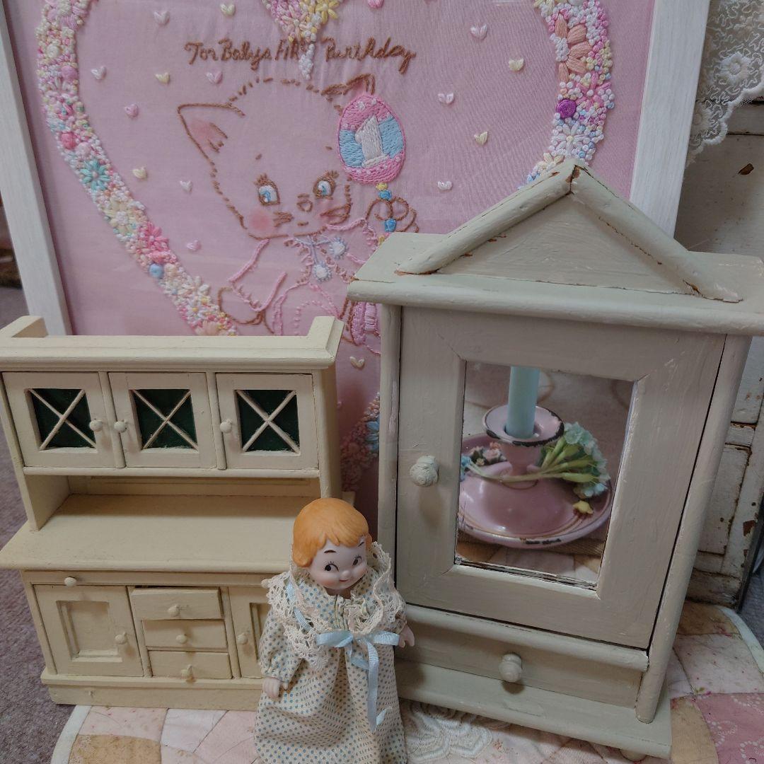 ヴィンテージ、ドールハウス、ドール用キャビネット