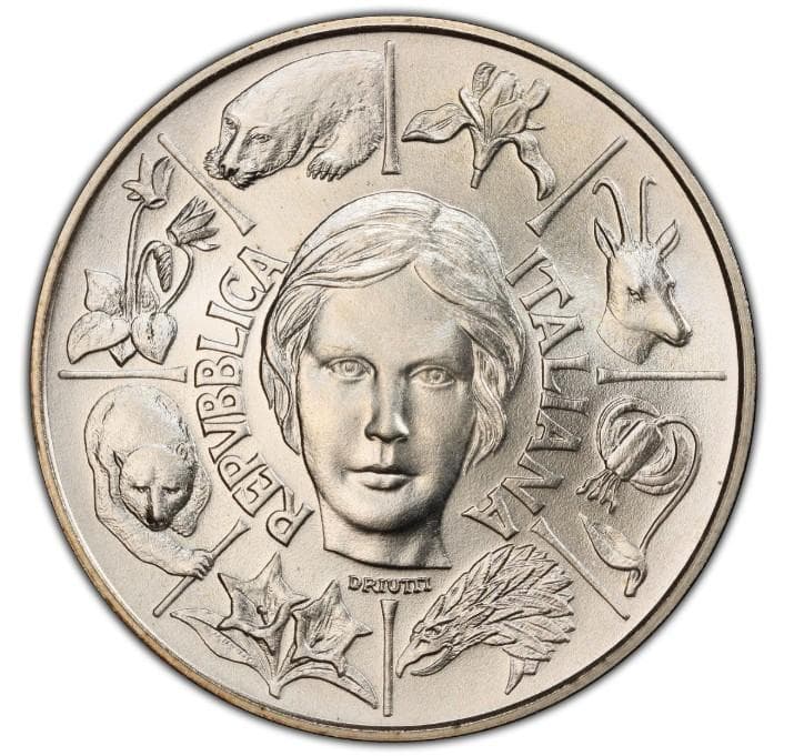 イタリア 1991年 1991R 500リラ フローラ＆ファウナ 記念銀貨