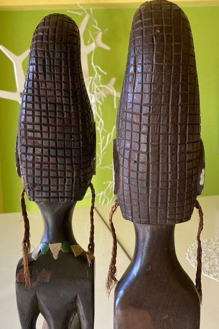 アフリカンスタイル 木製彫刻 2体セット