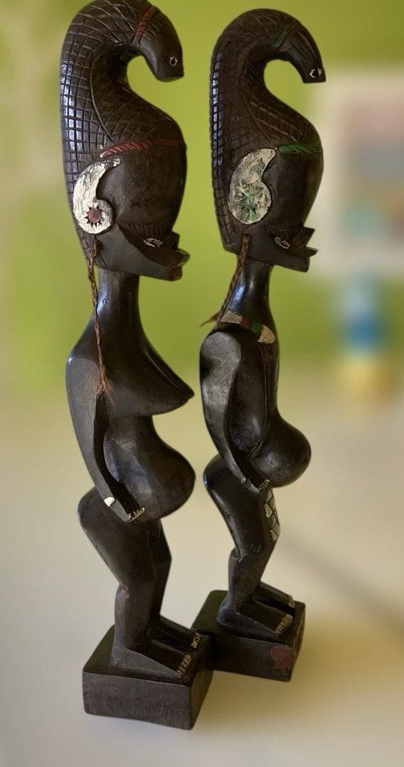 アフリカンスタイル 木製彫刻 2体セット