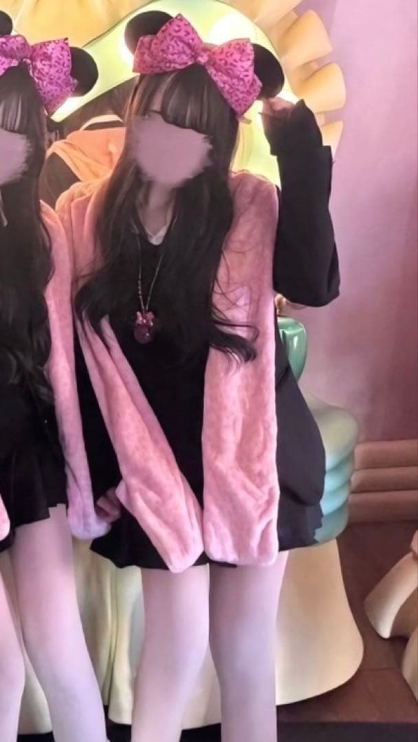 ディズニー カチューシャ ヒョウ柄 リボン ピンク