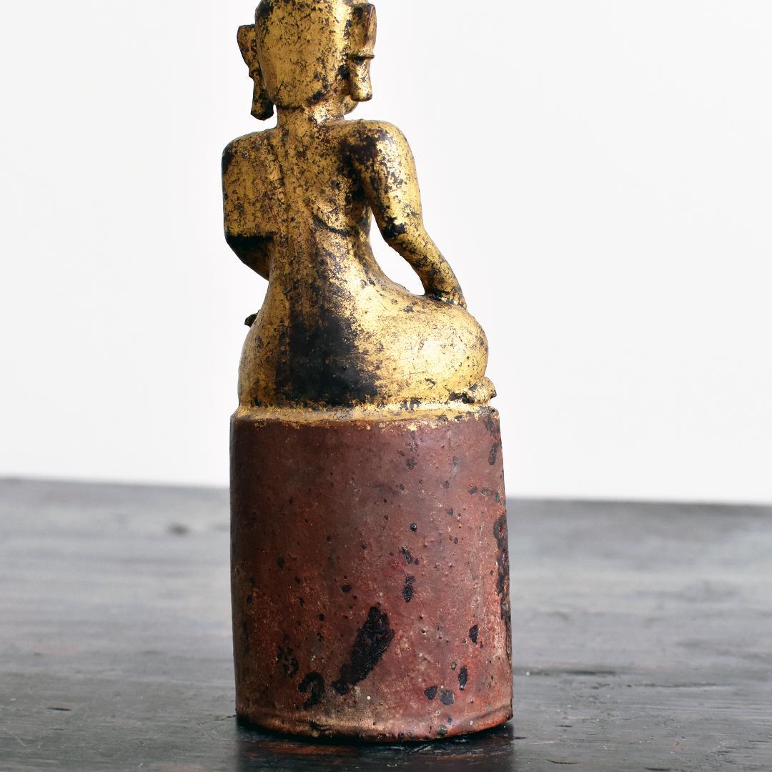 19世紀 東南アジア タイ北部ラーンナー木彫仏 /ラオス/ブッダ座像坐像古美術