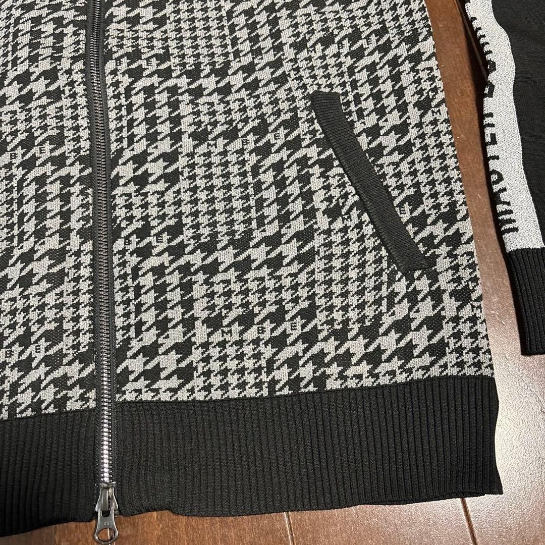 マスターバニー14G 天竺度詰めジャガード千鳥柄ブルゾン黒×グレーサイズ1