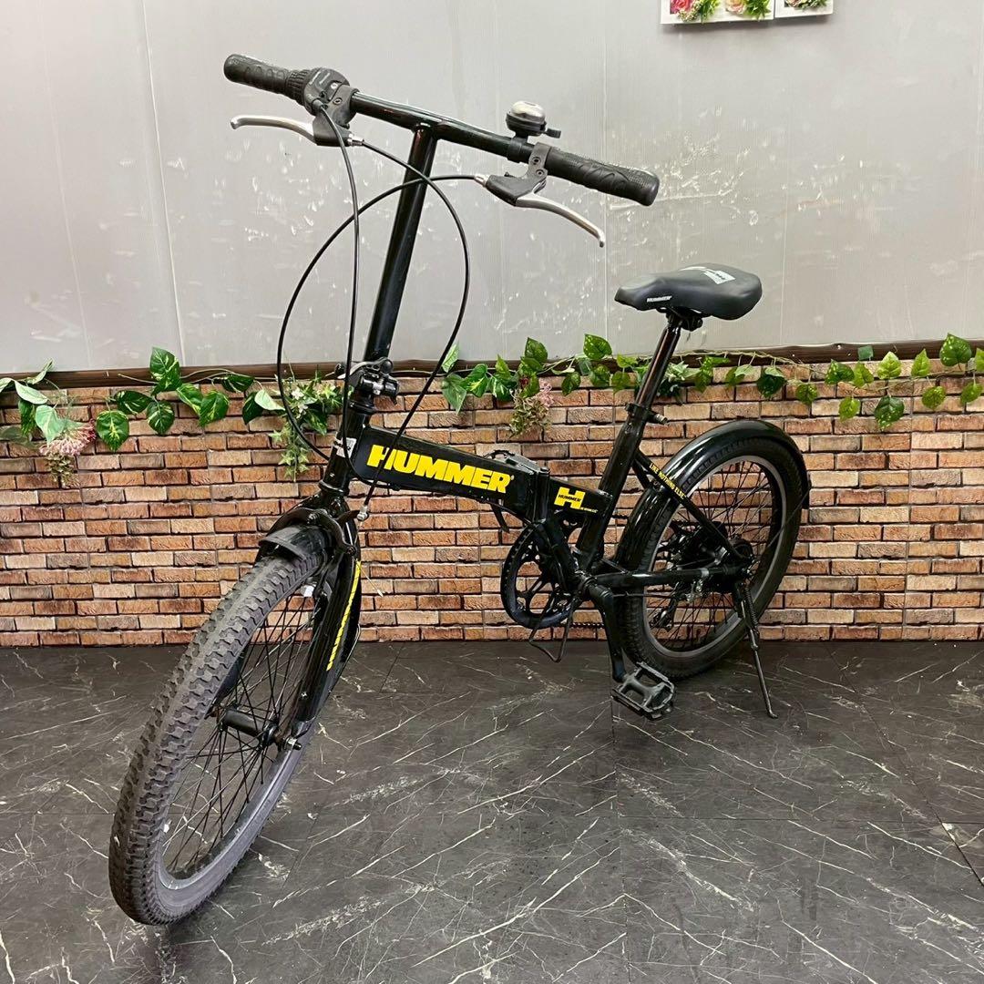 【100】折りたたみ自転車 折車 HUMMER ブラック 変速付き
