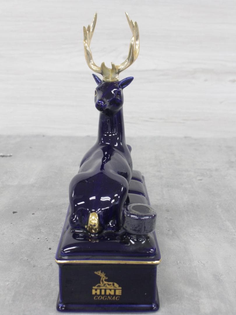 ▲未開栓 HINE X.O COGNAC 陶器 鹿ボトル リモージュ ブルー