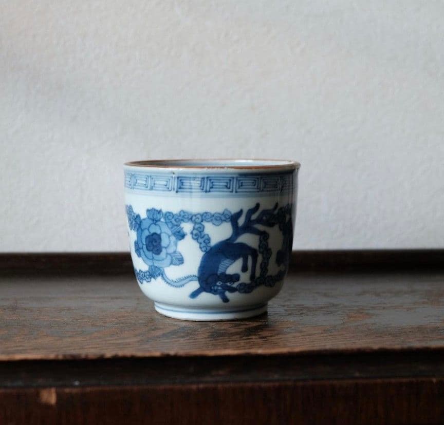 大明成化年製　古伊万里　花文染付火鉢　李朝　高麗　明代　祥瑞　蕎麦猪口　茶碗