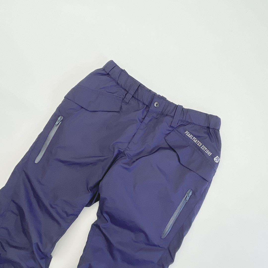 パーリーゲイツ ロングパンツ 0/S 裏起毛 ネイビー　バックロゴ　レディース