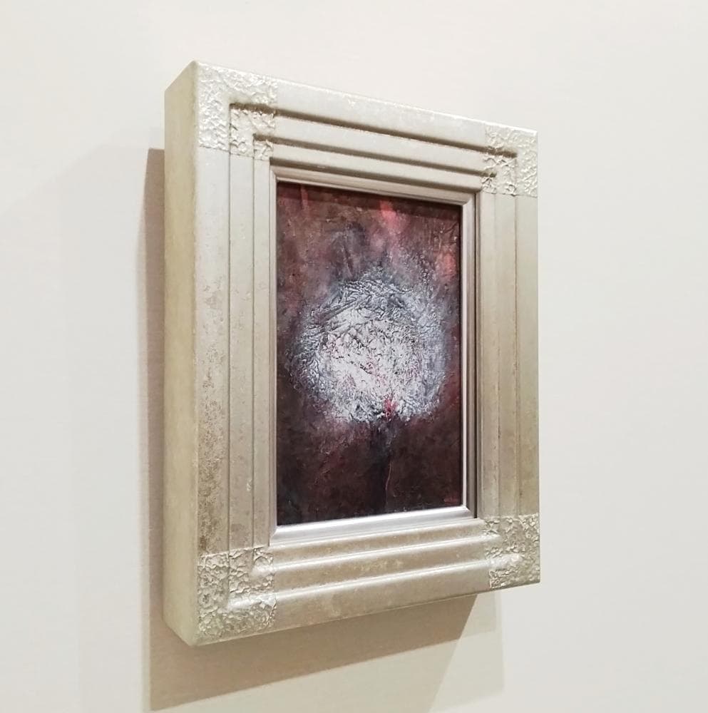 内野隆文　花　絵画　アクリル画　サムホール　現代美術　アート作品　額縁　真作