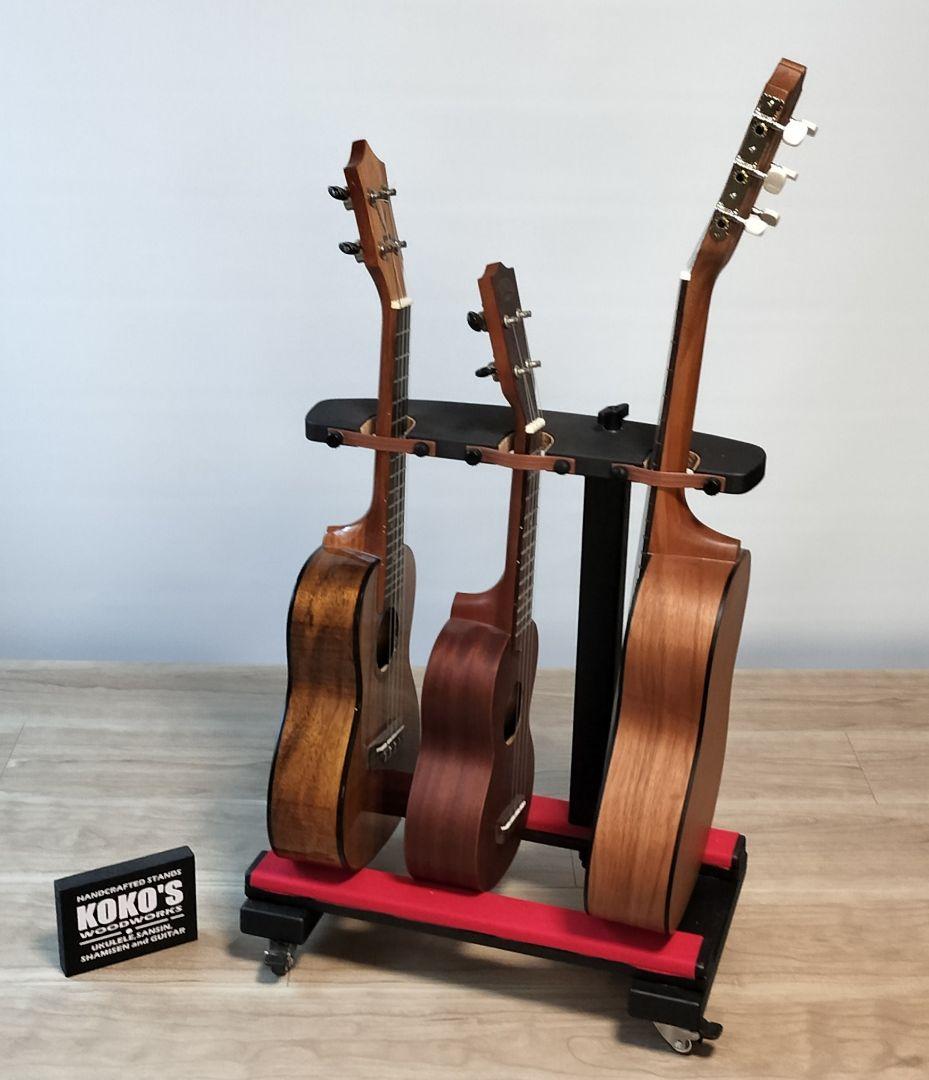沖縄三線スタンド 3本用（三線/ウクレレ／ギタレレ）