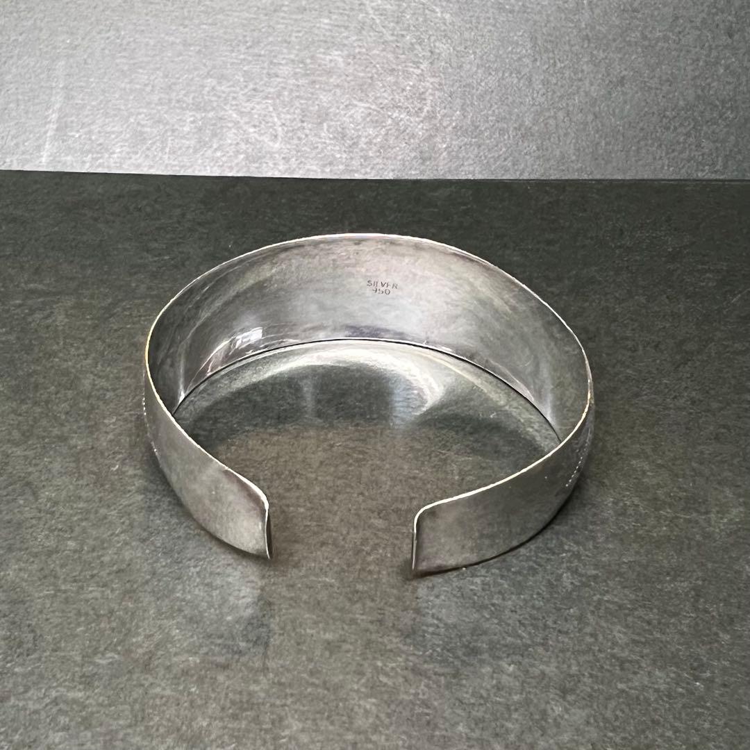 銀製 SILVER 950 刻印有 植物紋様 シルバーバングル ブレスレット純銀