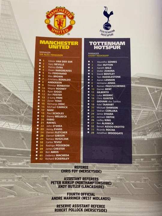 '09イングランド・リーグカップ決勝プログラムトッテナムvs ManU