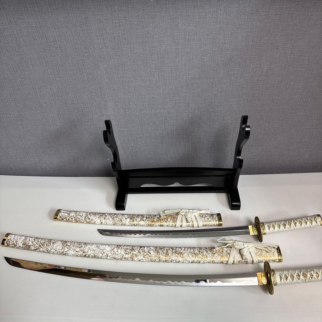 模造刀　大小セット　白金雲　台座付き