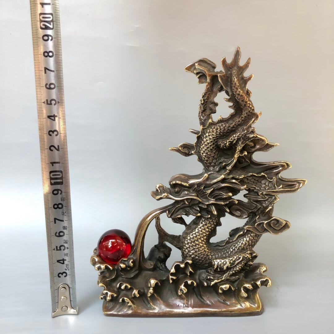 青龍戯珠 銅器 工芸品 美術品 置物