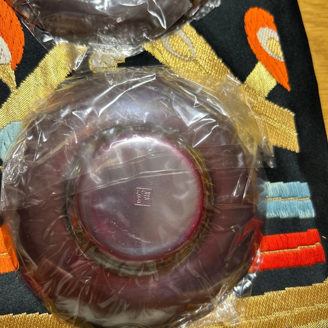 銅製茶托　朱銅着色　東堂　鎚起銅器