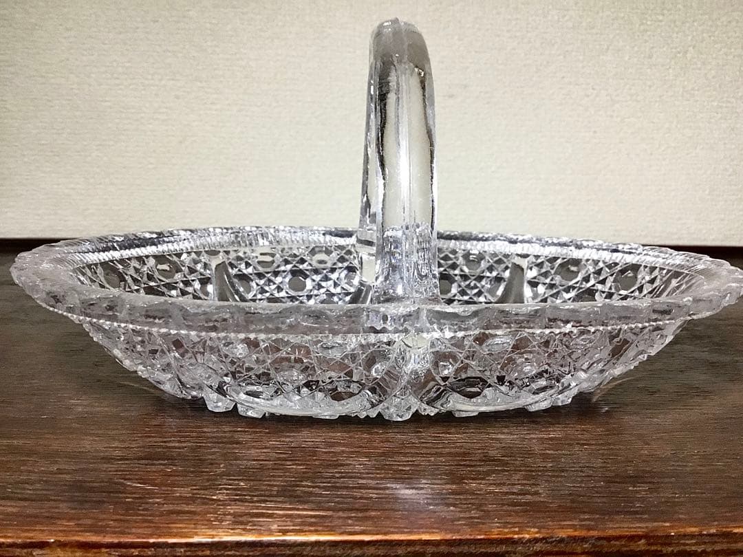 和ガラス◆ガラス鉢 2点◆大正ロマン アンティーク オーバル 取手付き