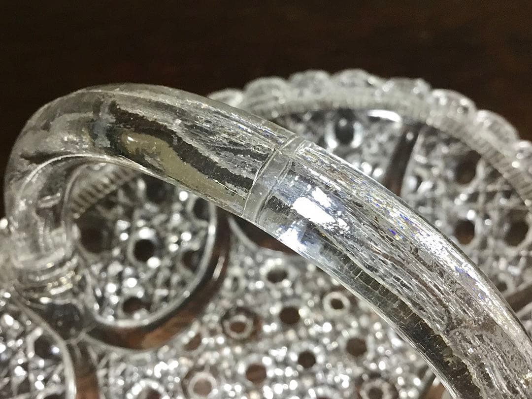 和ガラス◆ガラス鉢 2点◆大正ロマン アンティーク オーバル 取手付き