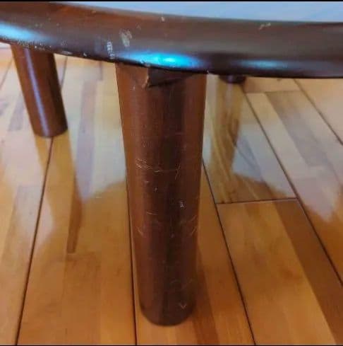 円形木製ダイニングテーブル ダークブラウン