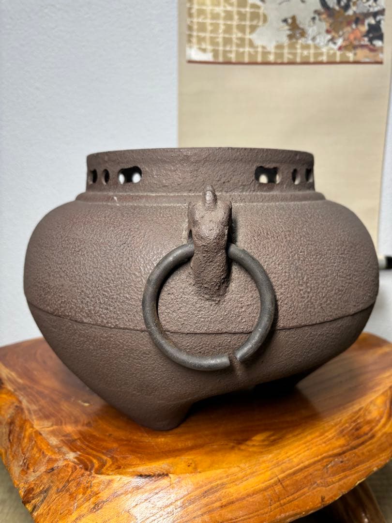 龍面釜 龍面風炉 野々田炭型電熱器 一式 野々田商店 茶道具
