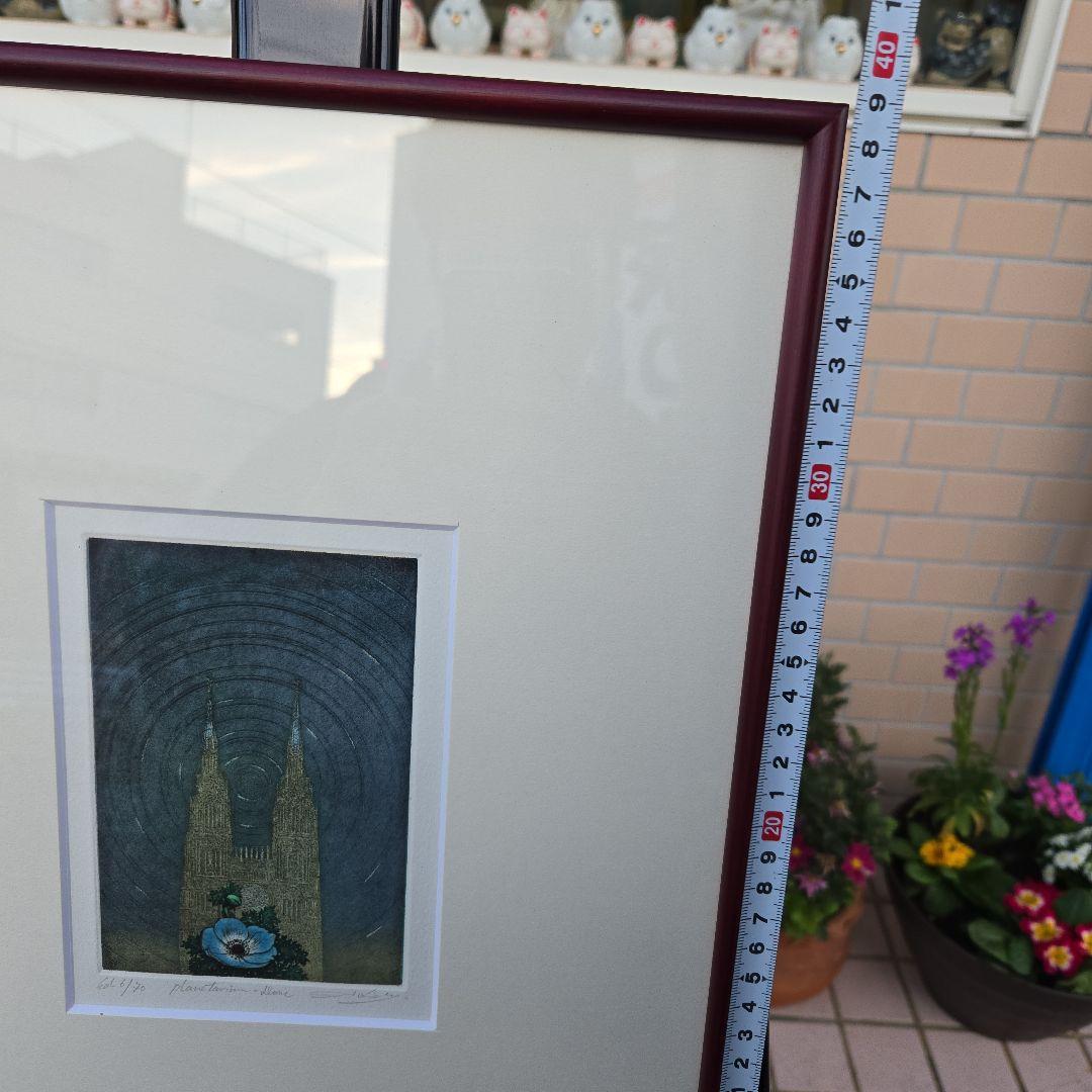 限定版 版画 建物と花 6/70