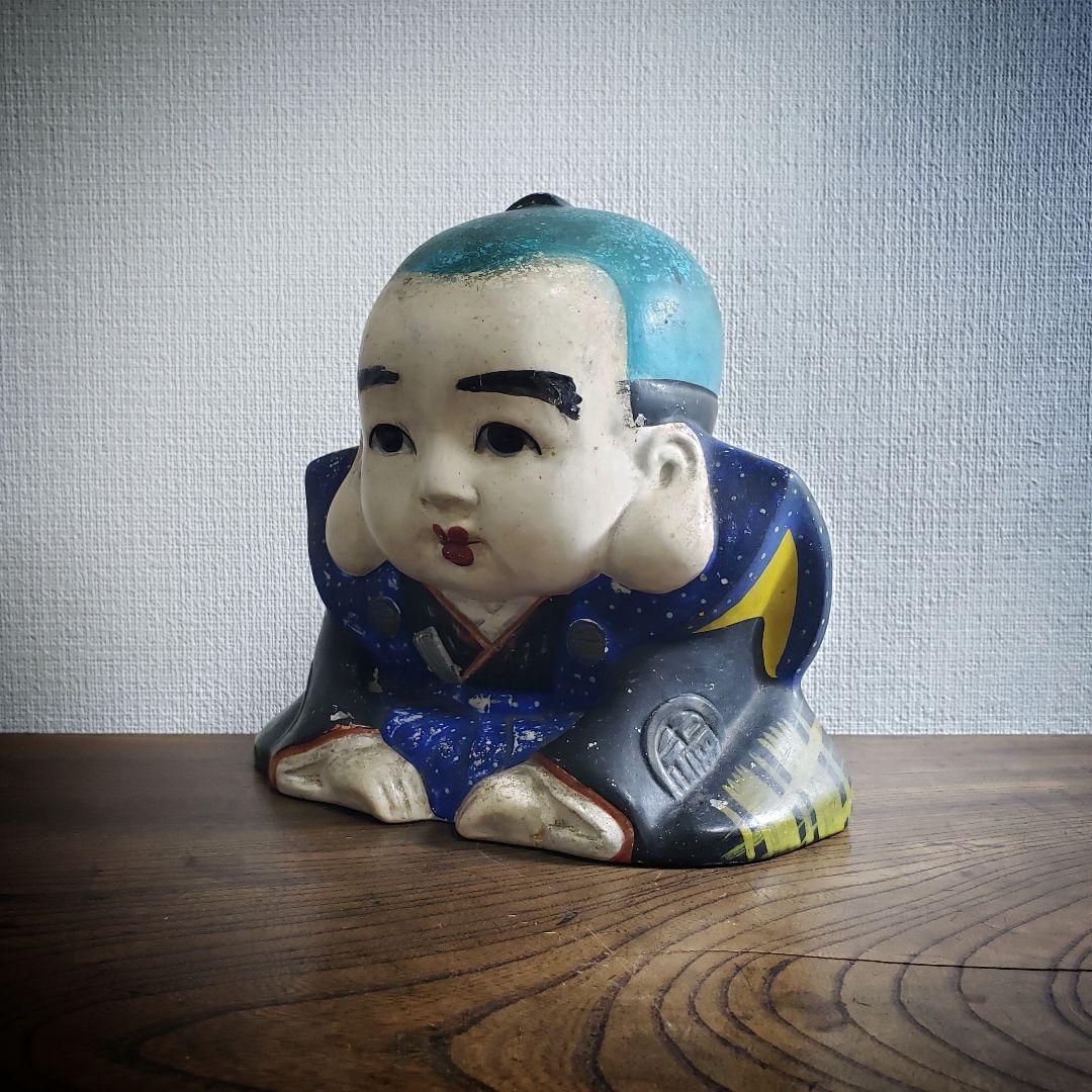 福助　縁起物　傷汚れあり　明治　大正ロマン　陶器　焼き物　上手物