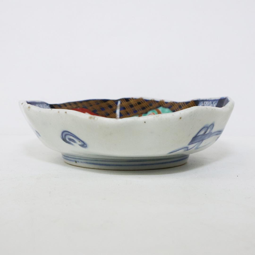 染付 色絵錦手 古伊万里　菱形皿 花鳥 金襴手　①