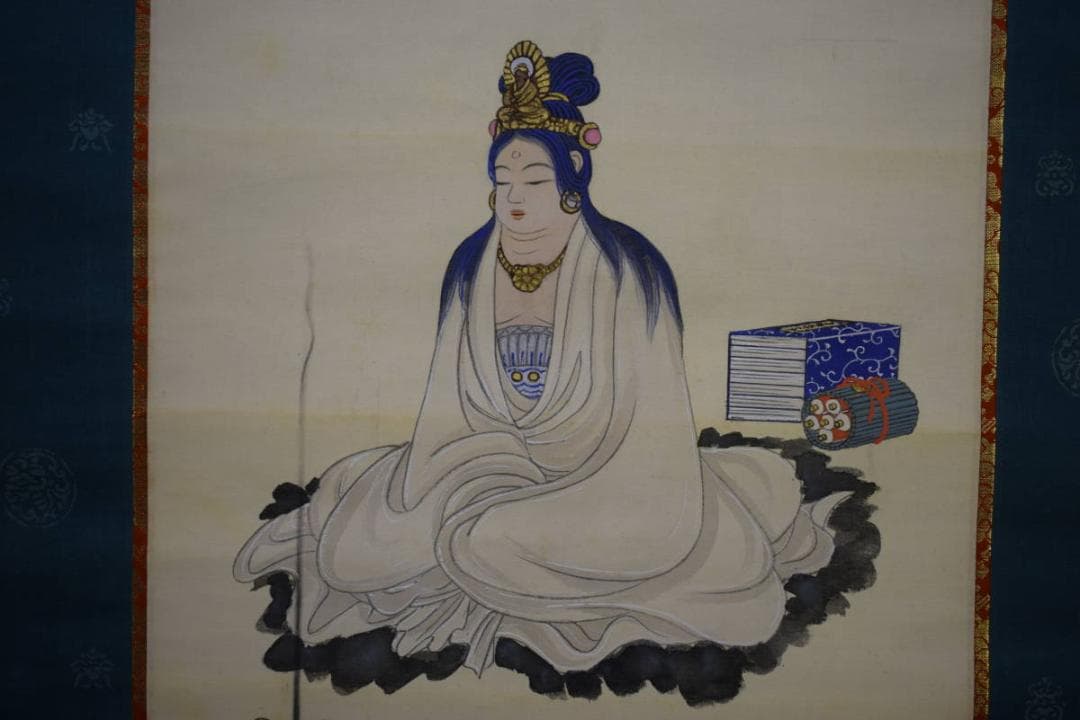 真作/呉秋/佛像/観音図/布袋屋掛軸HG-380