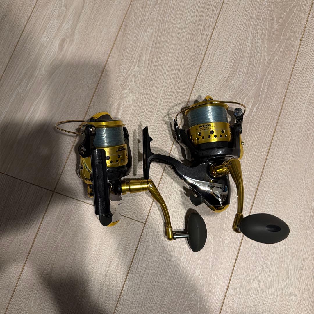 スピニングリール Salmon 中型リール ゴールド ハンドル左右交換可