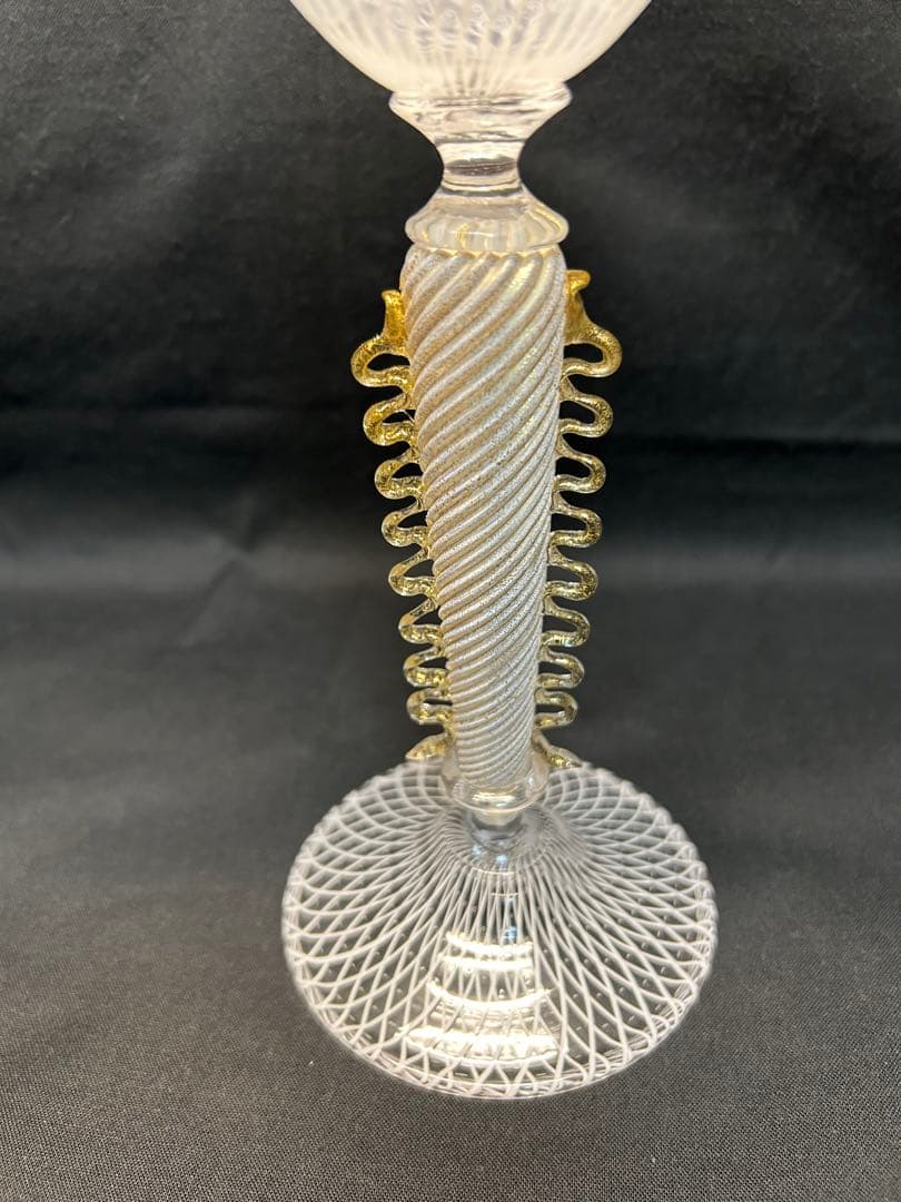 ベネチアングラス Seguso製ホワイトレース柄　ヴィンテージ品　未使用品