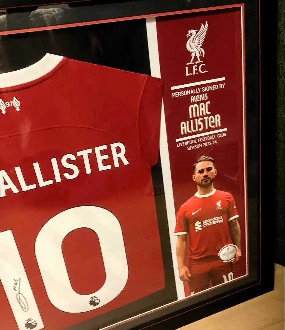 リヴァプール 直筆サイン入り 23/24 マクアリスター 額入りシャツ
