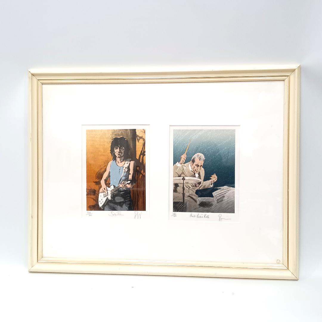 額縁付き 絵画 中型 ロンウッド リトグラフ　スライドオンディスⅡ 人物画