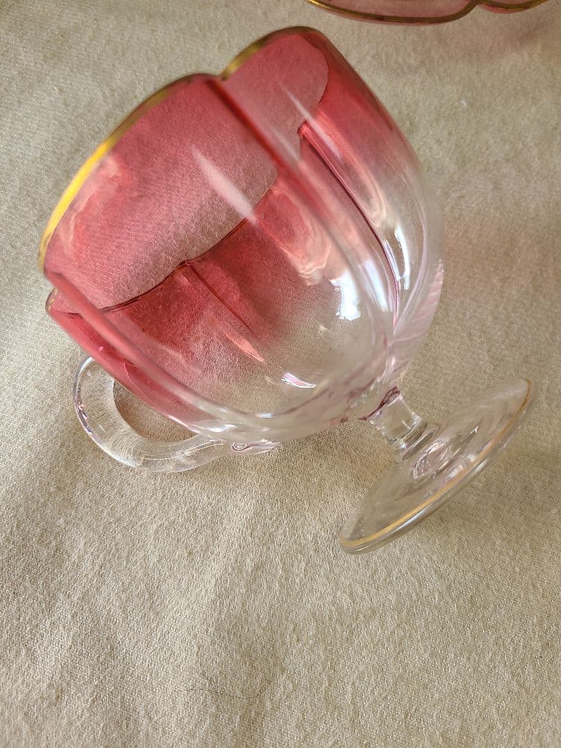 アンティークボヘミアンガラス　カップ&ソーサー