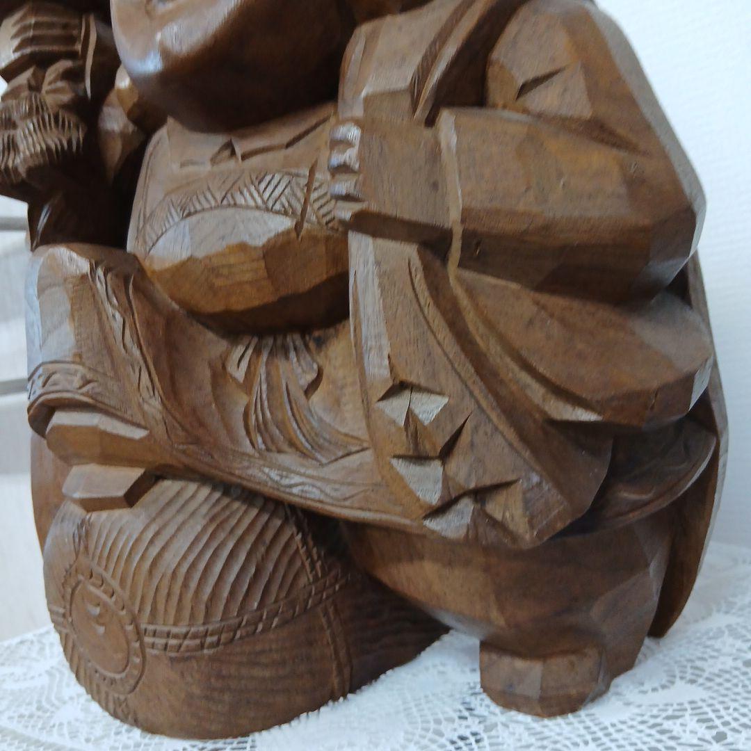 希少大型天然木　恵比寿大黒天　 福の神 彫刻縁起物