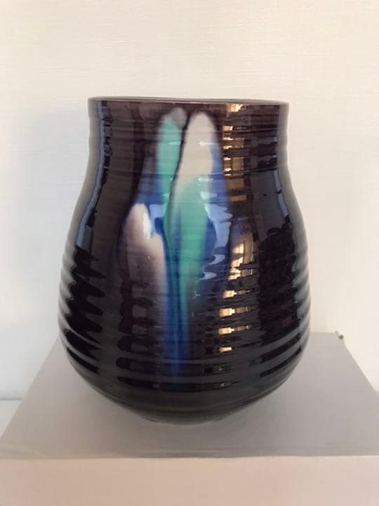 九谷八十吉　花瓶　彩釉 九谷焼　人間国宝　三代徳田八十吉〔正彦銘〕本物保証