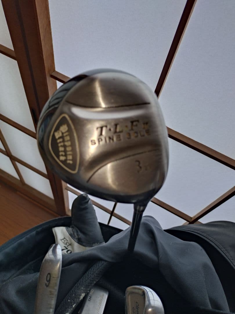 adidas フード付きキャディバッグ 黒　クラブセット