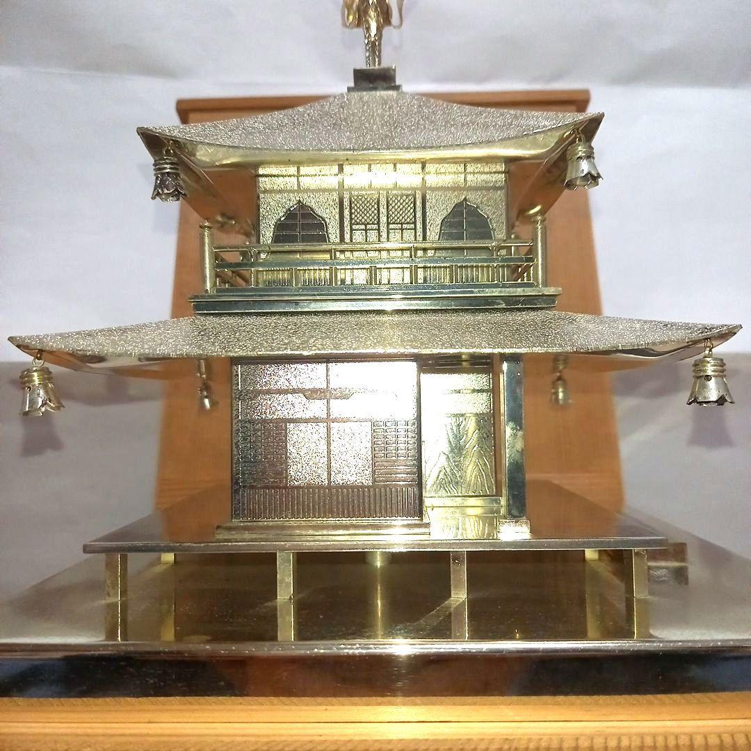 【 銀閣寺 】インテリア金属製 寺院模型 置物　 鳳凰　専用木箱付き