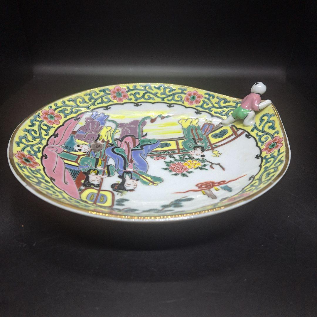 九谷焼　飾り皿　中国古人柄　骨董　美術品　ヴィンテージ　未使用