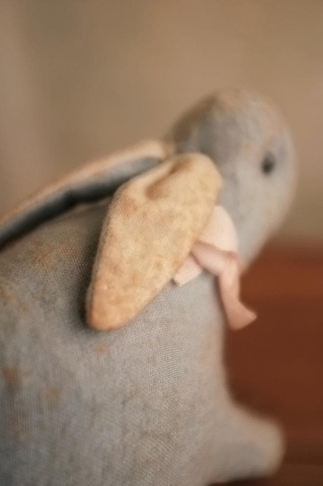 フランス 青いうさぎさんと薔薇色のリボンb ドール テディベア アンティーク