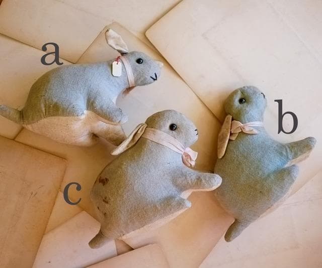 フランス 青いうさぎさんと薔薇色のリボンb ドール テディベア アンティーク