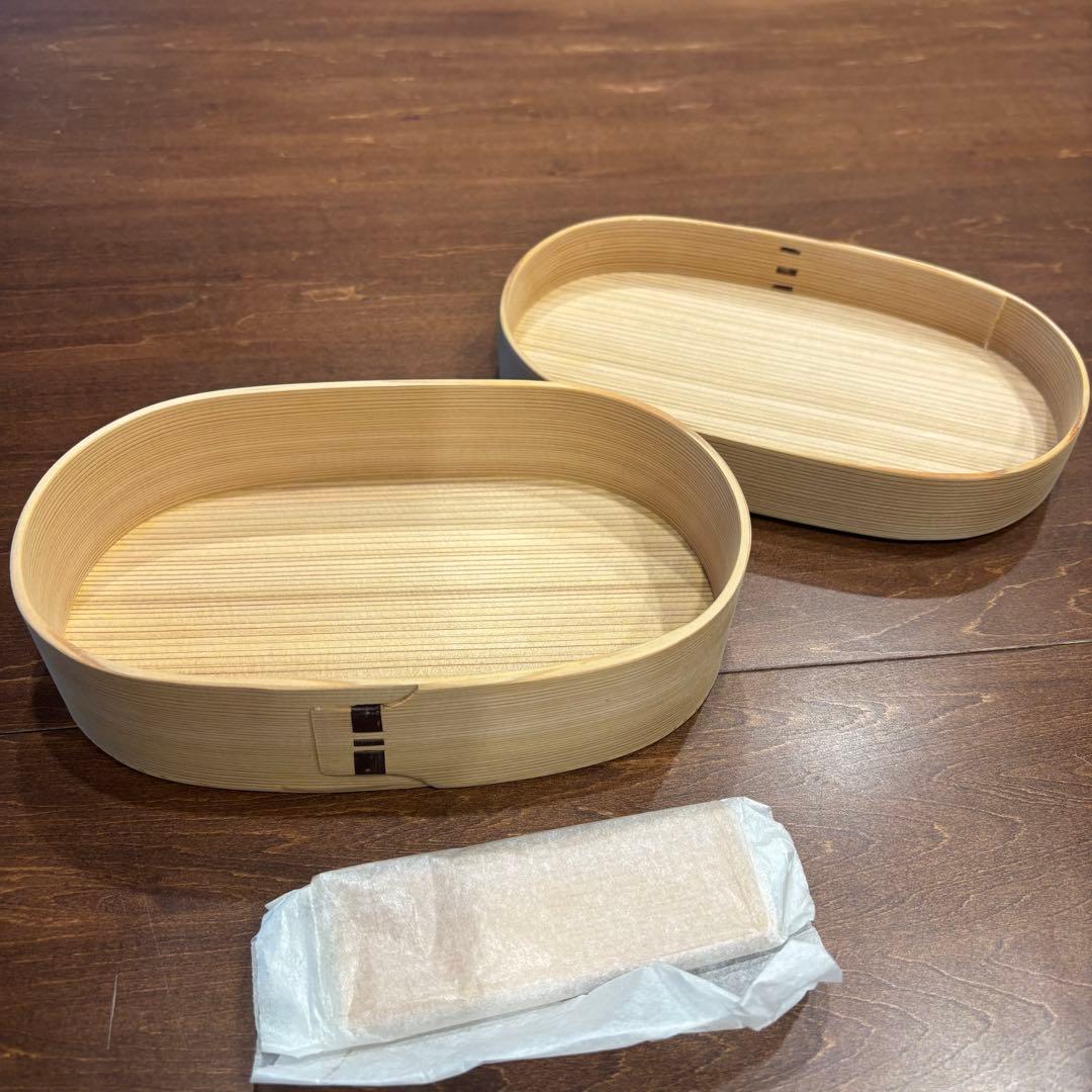 柴田慶信商店　小判弁当箱　天然杉•秋田杉の曲げわっぱ （大）