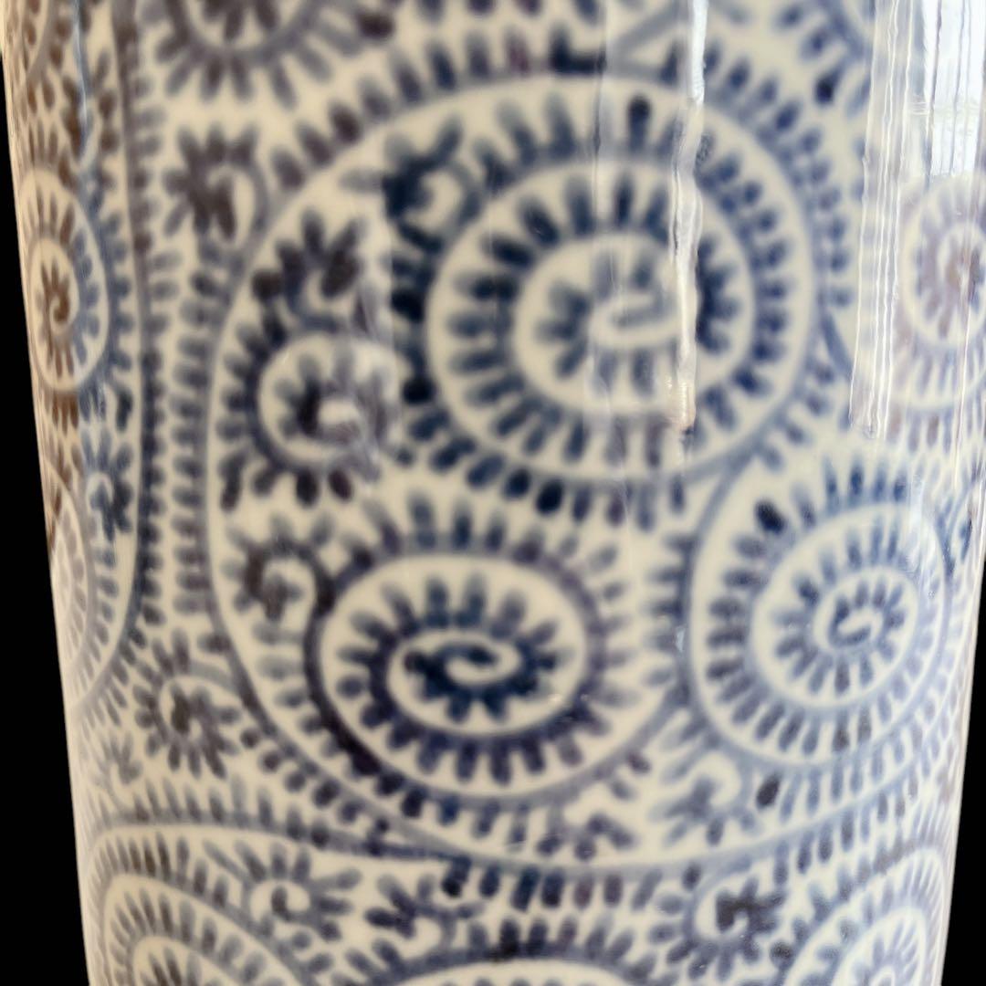 古伊万里 蛸唐草 円柱 大徳利 花瓶 染付け アンティーク 大きいサイズ 陶器