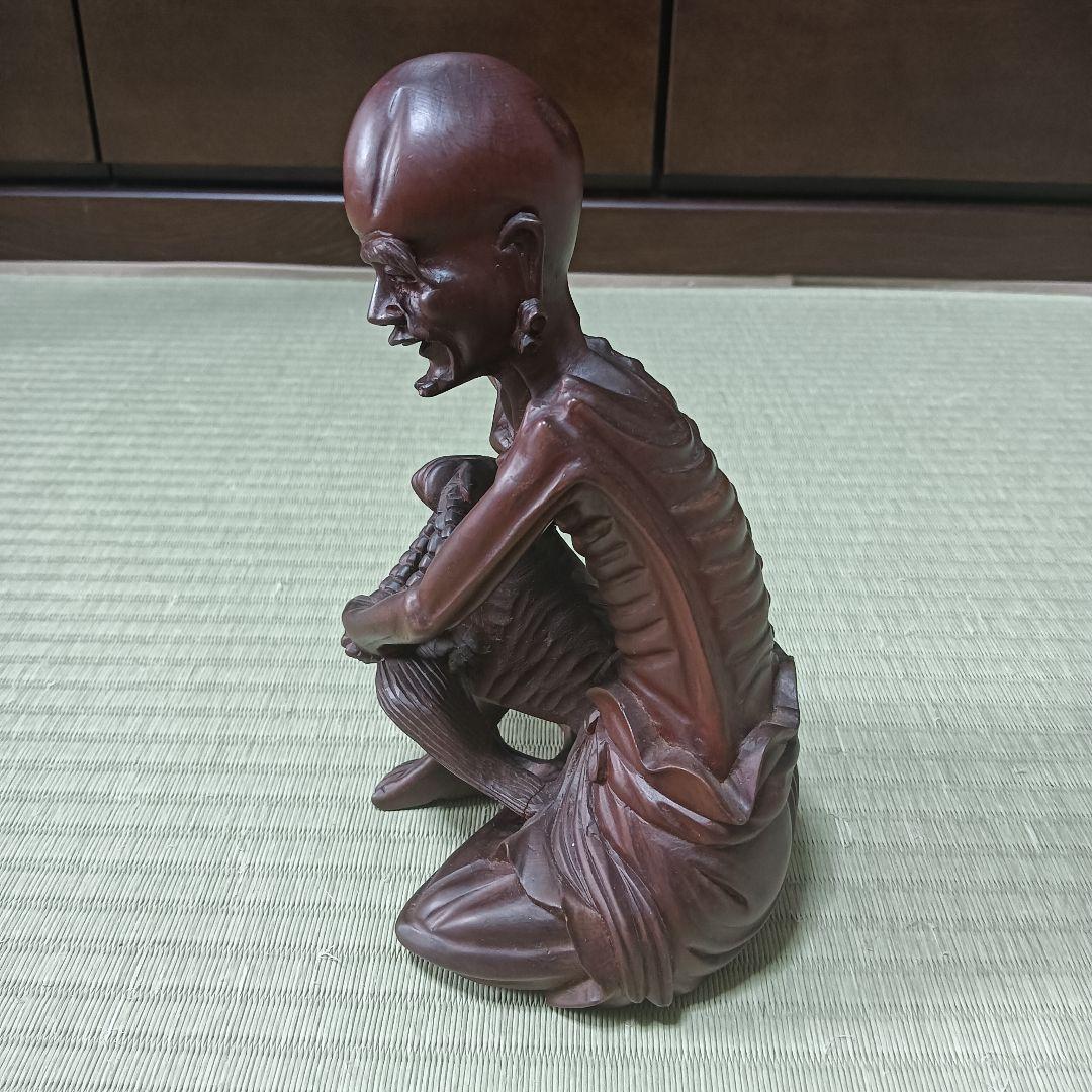 木製　中国　黄楊彫刻 釈迦苦行仏　彫刻　古美術　骨董　唐木黄楊木　寺院　仏教