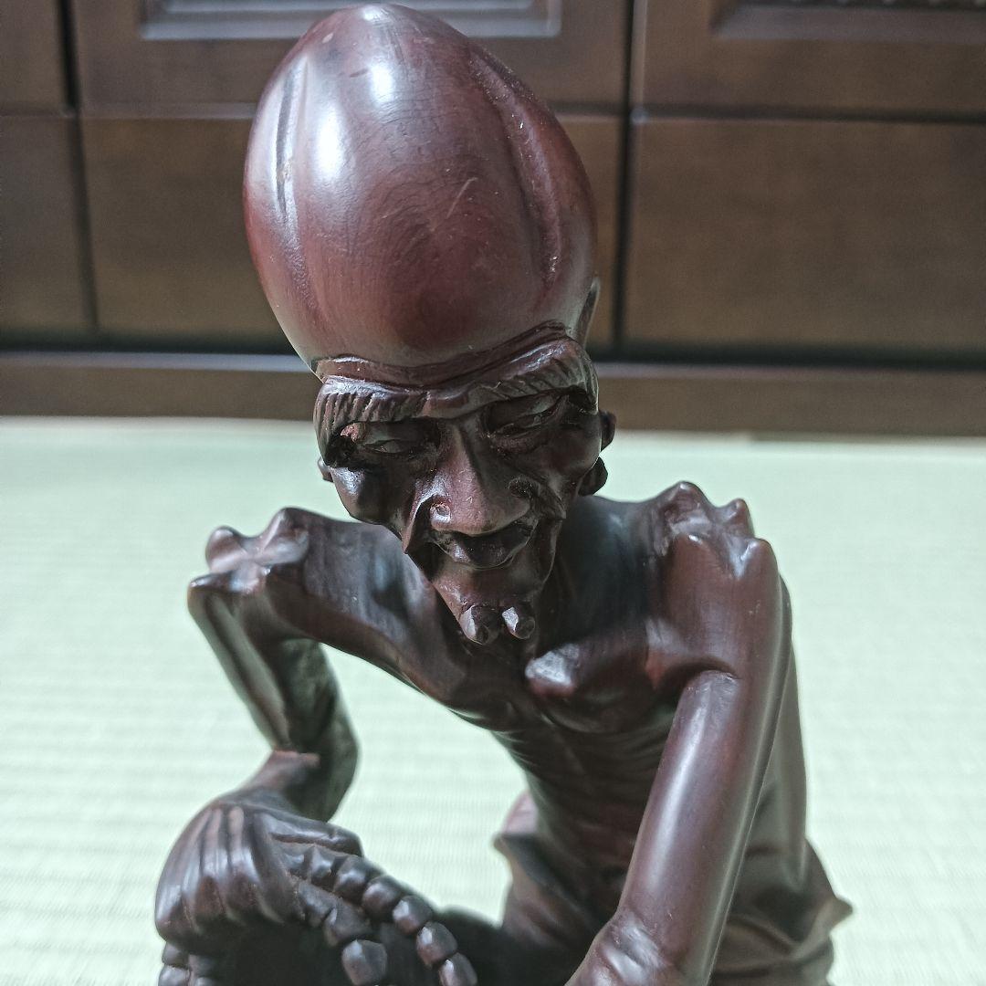 木製　中国　黄楊彫刻 釈迦苦行仏　彫刻　古美術　骨董　唐木黄楊木　寺院　仏教