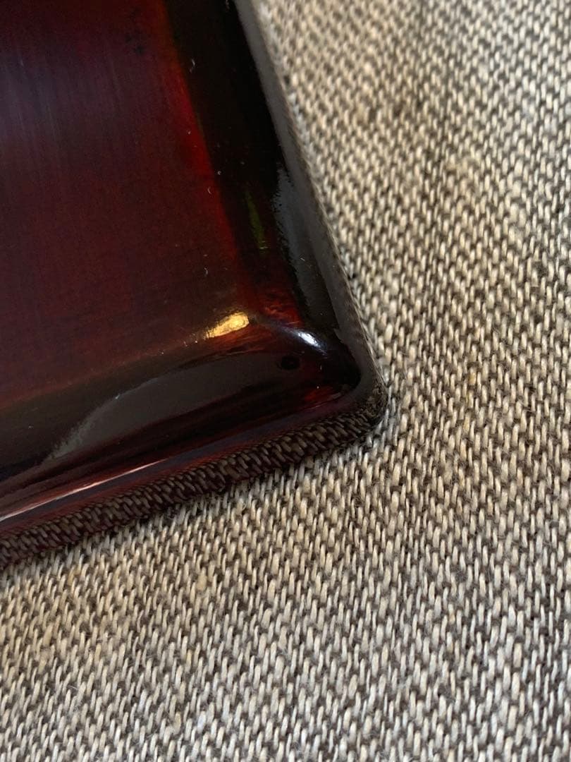 螺鈿細工 溜塗 角菓子器／折敷 18cm 未使用》